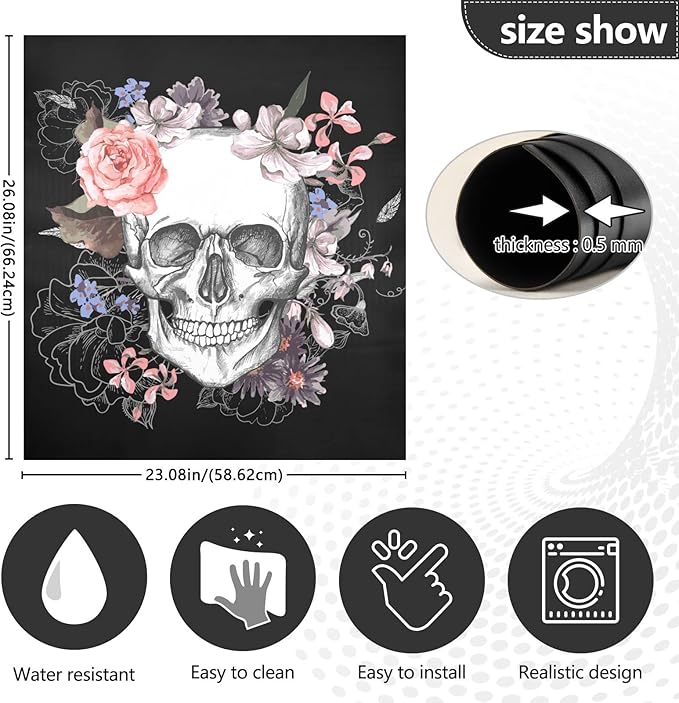 Dishwasher Magnet Cover Skull Magnetic Refrigerator Panel Halloween Decorative Vinyl Fridge Microwave Sticker Home Seasons Decor, 26x23 in