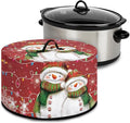 Cute Snowman Christmas Light Print Slow Cooker Dust Cover Protective with Pocket Keep Appliance Clean Fit Most 6-8 Quart Crock Pot for Kitchen Appliance Accessories Christmas Decor