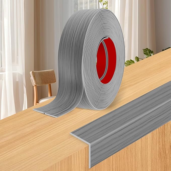 Wall Corner Protector Moulding Trim Peel and Stick Wall Corner Guards Trim Flexible Self Adhesive Edge Protector Moulding, 0.8 in x40 Ft, Light Gray Wood