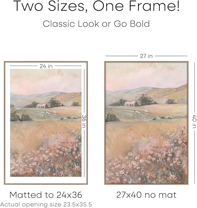 Homeforia 27x40 inch Poster Frame Mocha, High End Metal 27 x 40 Large Movie Picture Frames with Mat 24 by 36 in Photo, 27x40 Thin Frame Matted to 24x36, 40x27 Frame, Tempered Glass, Wall Kit, Set of 1