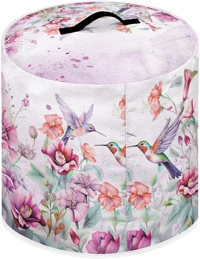 Flashideas Purple Flower Pressure Cooker Cover with Storage Pocket Compatible with 8 10 Quart Instant Pot, Durable Rice Cooker Air Fryer Accessories, Waterproof Kitchen Appliances Dust Cover