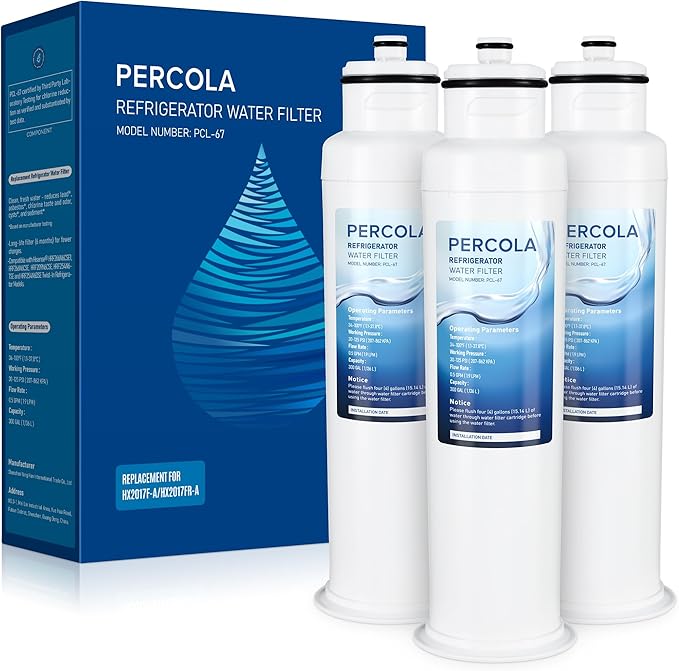 HX2017FR-A Water Filter, Compatible with Hisense® HX2017F-A, HRF266N6CSE1, HRF266N6CSE, HRF209N6CSE, HRF254N6TSE, HRF254N6DSE, HRF210N6CBE, Mora MRF211N6CSE, MRF266N6CSE (3 Pack)