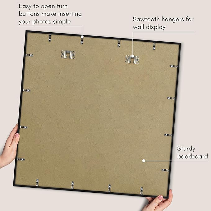 Americanflat 36x36 Picture Frame with Polished Plexiglass - Streamline Collection - Thin Border Square Frame for Wall Display - Hanging Hardware Included - Black