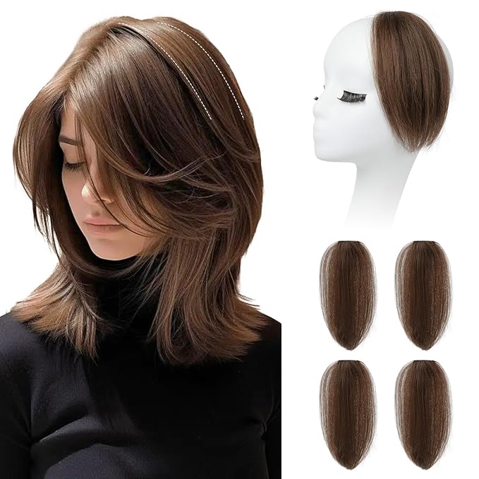 REECHO Clip in Hair Volumizer, Short Thick Clip in Hairpieces Adding Extra Hair Volume Extensions for Women with Thin Fine (Ginger Brown, 8 Inch(Pack of 4))