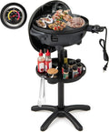 Giantex Electric Grill Outdoor, 1200W Electric BBQ Grills Outdoor Cooking with Lid & Thermometer, Nonstick Griddle, Drip Tray, 2-in-1 Freestanding & Tabletop Grill for Apartments Backyard Party