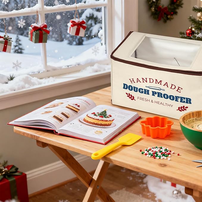 Extra Large Folding Dough Proofing Box with 3-Sided Heating, Temp Control (50-130℉), 24-Hour Timer, Beep Alert, Storage Bag – Ideal for Sourdough, Pizza, Yogurt & Seed Starting
