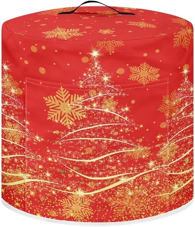 Golden Christmas Tree Dust Cover for Kitchen Instant Pot Accessories Appliance Cover Quart Pressure Cooker Air Fryer Rice Cooker Kitchen Appliance Dust Covers with Storage Pockets Size L