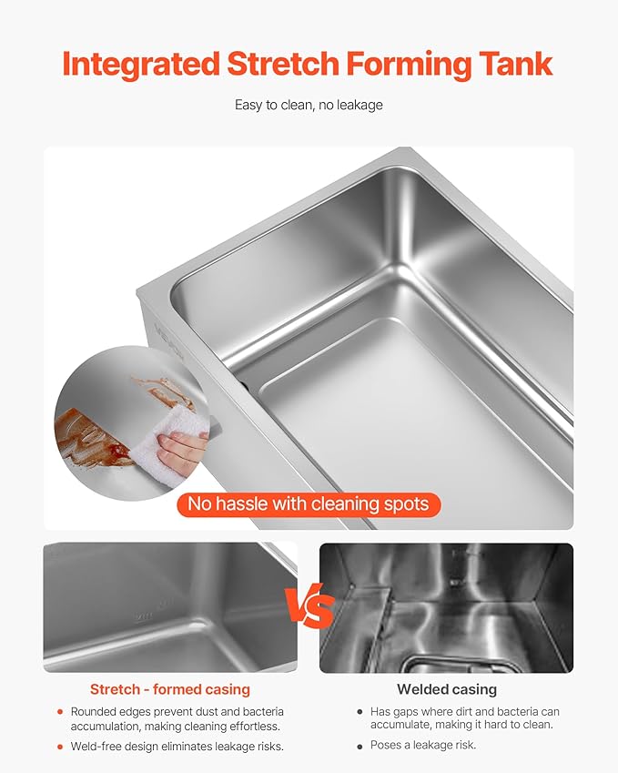 VEVOR 3-Pan Commercial Food Warmer, 24QT Electric Steam Table, 1200W Professional Countertop Stainless Steel Buffet Bain Marie with 86-185°F Temp Control for Catering and Restaurants, Silver