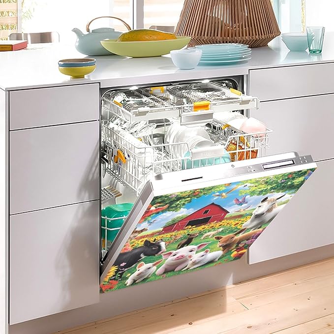 Farmhouse Farm Animals Garden Dishwasher Magnet Cover Sticker Magnetic Refrigerator Panel Front Door Fridge Microwave Decal Decorative