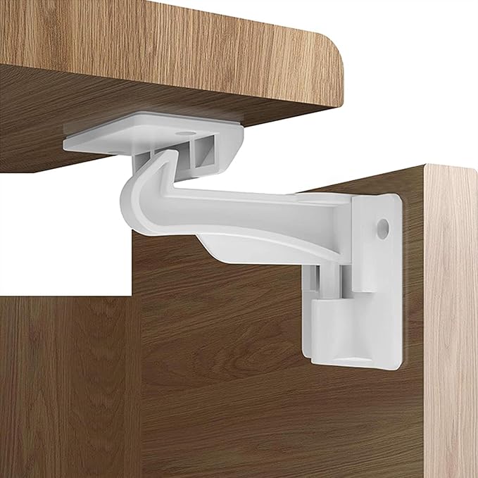 12 Pack Upgraded Invisible Baby Proofing Cabinet Latch Locks - No Drilling or Tools Required, Children Proof Cupboard Drawers Latches, Works with Most Cabinets and Drawers - Adhesive Easy Installation