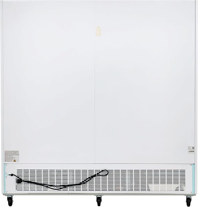 Kratos Commercial Three Door Merchandising Freezer, Large Glass Door White Mobile Display Freezer for Markets and Stores, 78" Wide, LED Lighting, 115V (67K-229)