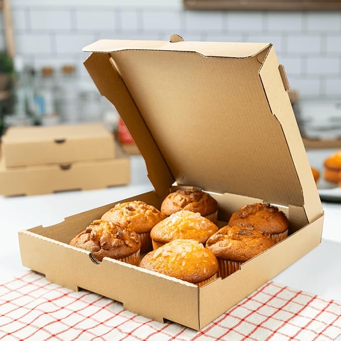 Karat Pizza Boxes 12" x 12" x 2" [50 Pack] Kraft Corrugated Boxes | Ventilated, Grease-Resistant, Durable for Pizza, Catering or Shipping Use
