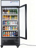 Commercial Beverage Refrigerator Display Fridge,Single Glass Door Merchandiser Drink Cooler with LED Light Adjustable Shelves,ETL and NSF Approval,16.5Cu Ft,68.9''High