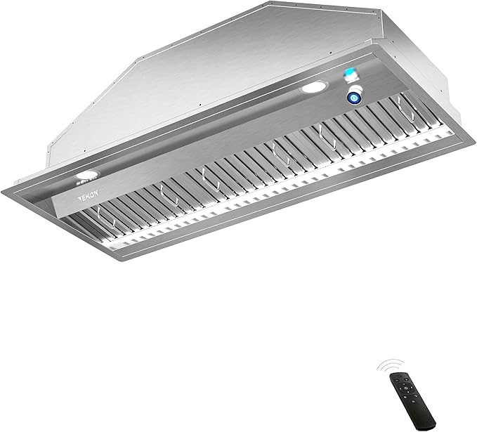 EKON 900CFM Range Hood Insert, Ducted/Ductless Built-in Range Hoods with Remote/4 Speeds Touch Control LCD Display,2pcs Baffle Filters Knob Control