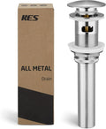 KES Bathroom Vessel Vanity Sink Pop Up Drain Stopper with Overflow for 1.6"-1.9" Sink Hole, All Metal Rustproof Brass and 304 Stainless Steel, Brushed Nickel, S2008A-BN