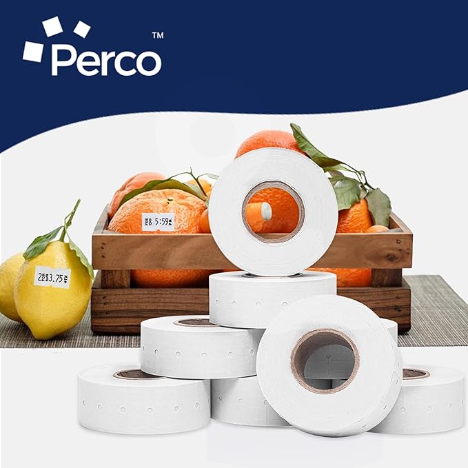 Perco 1 Line White Labels - 80 Rolls, 10 Sleeves, 80,000 Blank Price and Date Gun Labels for Perco 1 Line Price and Date Guns - Made in USA