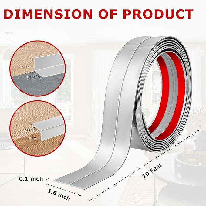 Flexible Wall Corner Protector Moulding Trim Peel and Stick Wall Corner Guards Edge Protector Self Adhesive Molding Trim Strip for Edge Ceiling (Silver, 1.6 in x 10 Ft)