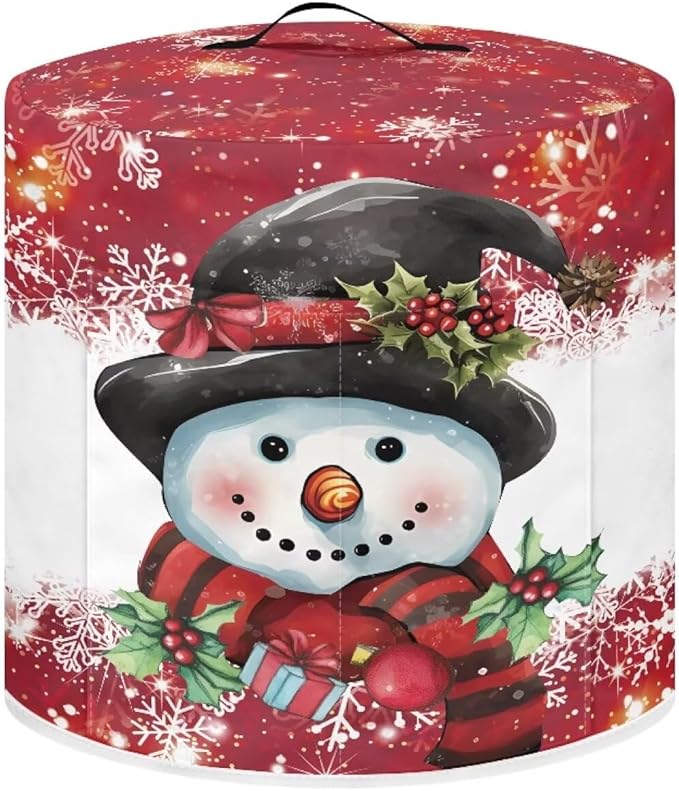 Pressure Cooker Cover for 3 Quart Air Fryer Accessories, Stain Resistant Electric Appliance Cover with Pockets Christmas Decor Cute Snowman