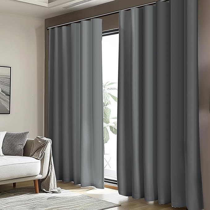 Room Divider Blackout Curtain Track Curtains Wall Dividers Panels Screen for Living Rooms Bedroom Office Privacy Partition Separation, W120 × L84 Inch,1 Panel, Light Grey