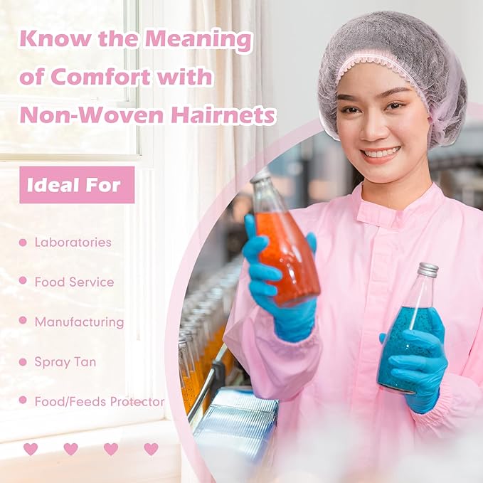 Yahenda 1000 Pcs Disposable Bouffant Caps Bulk Hair Nets 21" Non Woven Hairnet for Food Service Restaurant Lab Kitchen