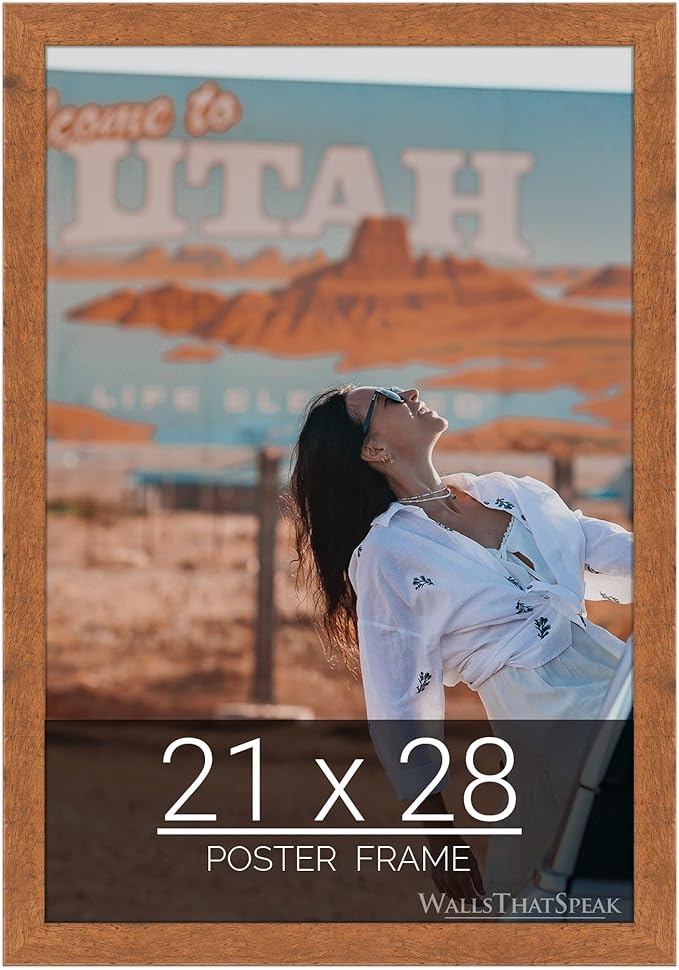 wallsthatspeak 21x28 Light Walnut Rustic Pine Picture Frame for Puzzles Posters Photos or Artwork