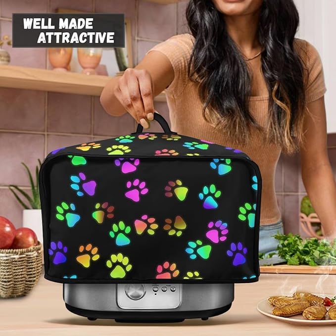 Colorful Dog Paws Slow Cooker Bag - Compatible with 6-8 Quart Oval Slow Cooker - Easy to Fold