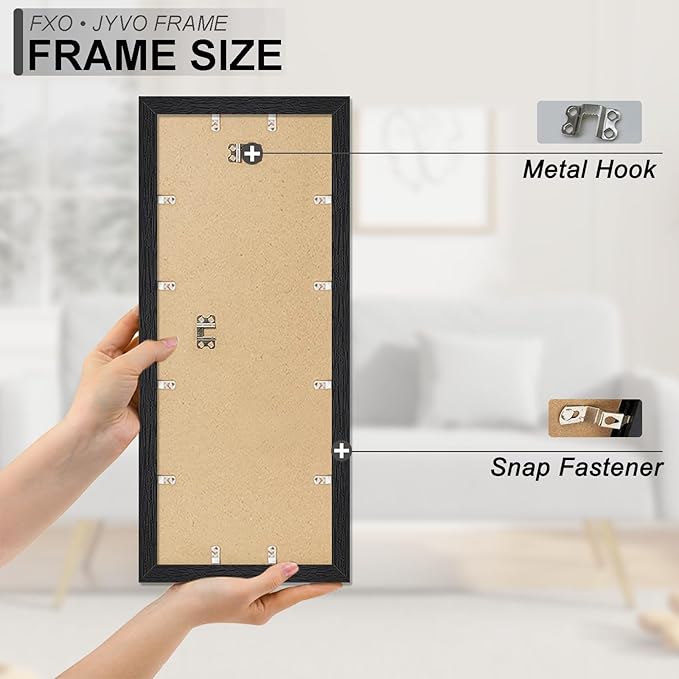 Engineered Wood 12x24 Picture Frame Set of 6, Black Frame for 12 x 24 Inch Picture Poster Photo, Light Weight 12 by 24 Frame with Wood-grain for Wall - 6 Pack/Black/12 x24