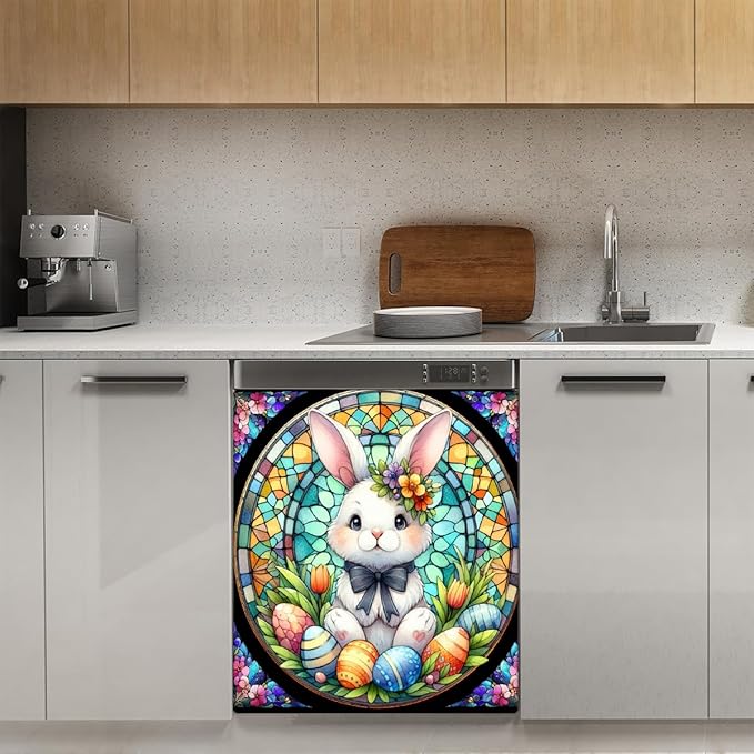 Easter Egg Animal Rabbit Dishwasher Magnet Cover Magnetic Dishwasher Decorative Cover Front Dishwasher Door Covers Reuseable Dishwasher Covers Decal for Kitchen Home Decorative