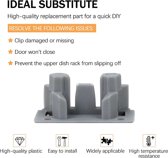 W10195622 Dishwasher Rack Stop Clip 6 Pack Dishrack Slide Rail Clips Fits for Whirl-pool Ken-more Replaces AP4566222 PS11750071