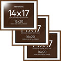 Homeforia 16x20 Diploma Brown Frame, High End Dark Oak 20x16 Certificate Wood Frame with Mat 14x17, 16 x 20 Walnut Wooden Graduation Degree Frame Matted to 14 by 17, Tempered Glass, Wall Kit, Set of 3
