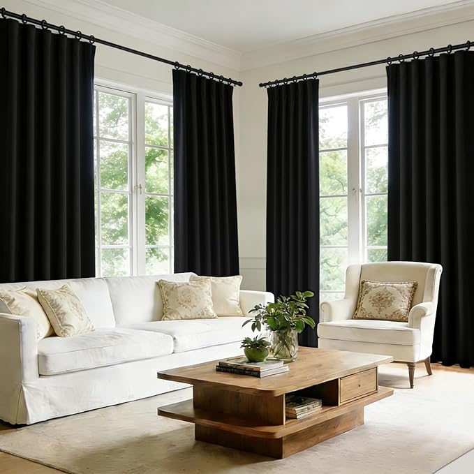 Room Divider Blackout Curtain Track Curtains Wall Dividers Panels Screen for Living Rooms Bedroom Office Privacy Partition Separation, W52 × L108 Inch,1 Panel, Black