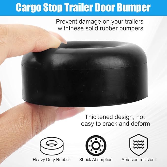 2.5" Trailer Ramp Door Bumper, Round Rubber Bump Stops with Screw Kit for Cargo Trailer Ramp Doors & Truck Gates, Pressure Washers, Air Compressors, Pumps, and More Equipment - 4 Pack
