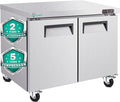 48" Commercial Double Door Worktop Freezer, 12.2 Cu.ft Stainless Steel Undercounter Freezer, -8–0°F, R290