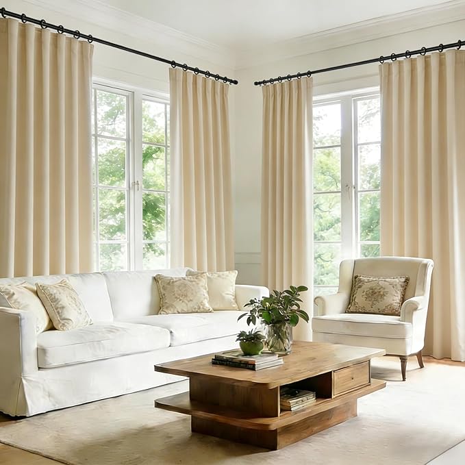 Room Divider Blackout Curtain Track Curtains Wall Dividers Panels Screen for Living Rooms Bedroom Office Privacy Partition Separation, W52 × L108 Inch,1 Panel, Beige