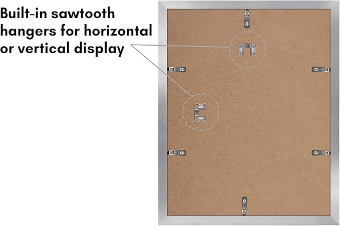 Americanflat 11x14 Picture Frame with Polished Plexiglass - Set of 5 - Use as 8x10 Frame with Mat or Display 11x14 Photo Without Mat - Galleria Collection - Picture Frames for Wall Display - Silver