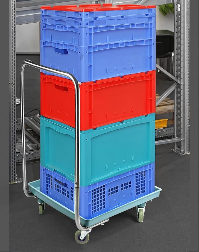 QWORK Warewashing Rack Dolly with Detachable Handle – 200lbs Static Load Cart for Kitchens, Hotels & Catering
