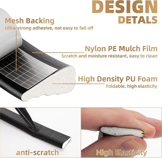 196” Wedge-Shape Foam Window Weather Stripping Door Seal Strip,Soundproofing Frame Insulation Tape for Exterior Front Door,Noise Cancelling Window Inserts,Door Gap Filler Light Blocker,Black