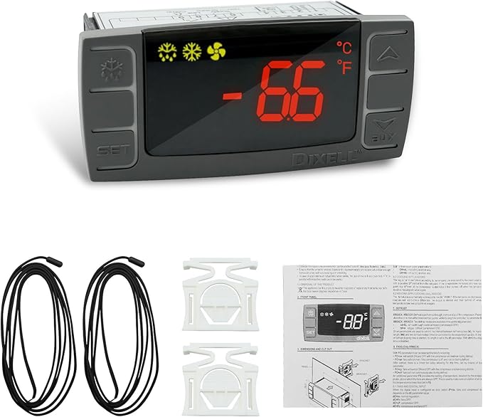 XR02CX-4N1F1 Dixell Temperature Controllers Refrigerator Digital Thermostat Controller for Fridges Freezers Heating Appliances 120V/50-60Hz with 1 NTC Probe