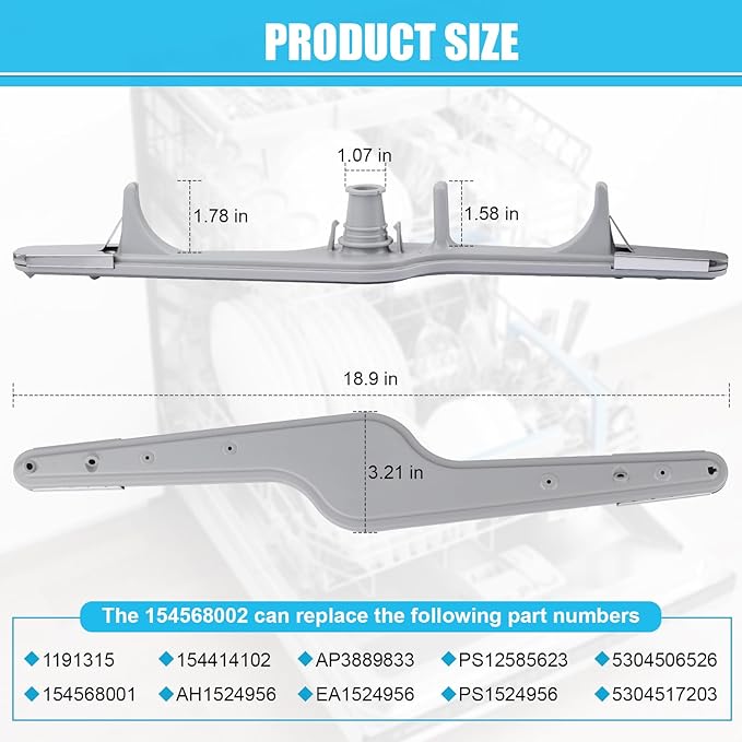 154568002 Dishwasher Lower Spray Arm for Frigidaire Kenmore Dishwashers 1545680 pw asm 5304517203 AP3958746 1196170 1542508 Dishwasher part 1543358 154414101 154250801 154250901 154281101