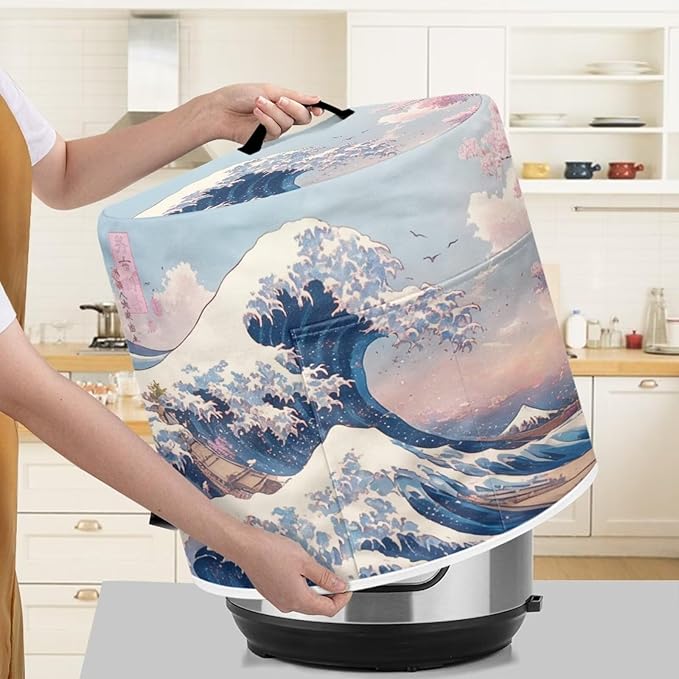 Starry Night Air Fryer Cover Dust Cover Compatible with 3 Quart Instant Pot, Dust Protection Insulated Kitchen Appliance Cover with Top Handle & Pockets for Home Decoration