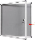 SWANCROWN Enclosed Bulletin Pin Fabric Boards Tamperproof Notice Case for Message Memo Photo,Grey,28x26inch (6xA4)