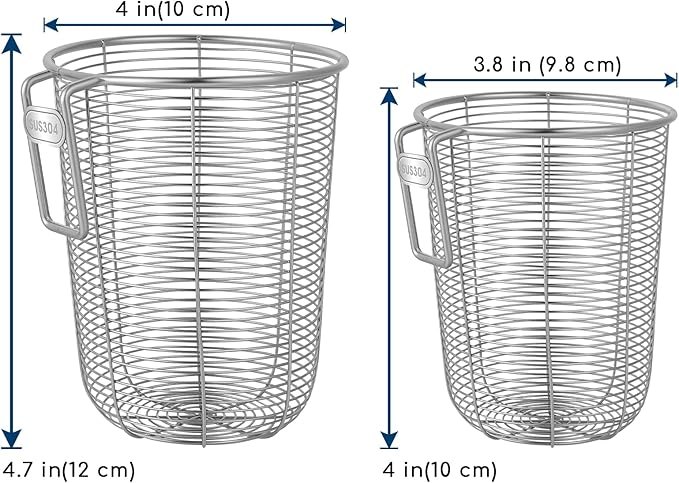 Donxote 2-Piece Stainless Steel Dishwasher Cutlery Basket Set, Utensil Drying Rack & Kitchen Organizer for Cleaning, Drying, and Storing Small Items like Chopsticks, Straws, and Baby Pacifiers