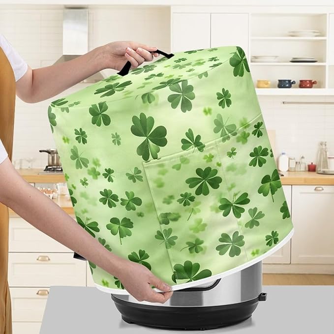 Pressure Cooker Cover,Green Leaf Leave Kitchen Appliance Dust Cover, Rice Cooker Protective Cover with Pocket, Suitable for Air Fryer Cover, Toaster Cover, Oven Cover
