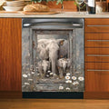 Elephant Dishwasher Magnet Cover - Kithcen Decorative Dishwasher Cover Front Door Panel Decal, Farm Wood Flower Refrigerator Magnet Fridge Sticker, Elephant Gifts for Women, 23x17 Inch