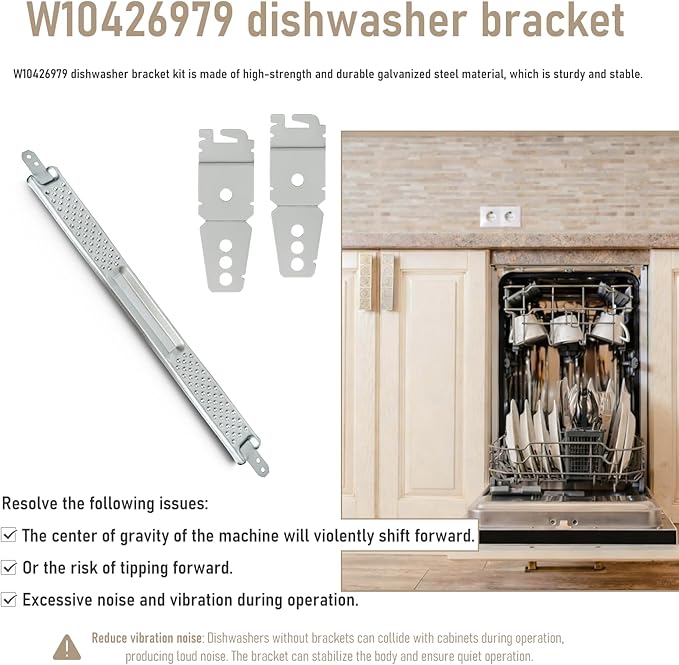 W10426979 "18 Inch" Dishwasher Mounting Bracket Kit for Granite and Quartz Countertops Compatible with Whirlpool KitchenAid Maytag Mounting Bracket W10426979 AP5607641 AH3632890 EA3632890 PS3632890