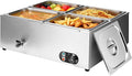 Commercial Food Warmer 48 Qt Stainless Steel Steam Table Countertop Buffet Warmer, 4-Pan 1500W Electric Bain Marie Food Warmer with Adjustable Temperature for Restaurants, Catering, Hotels