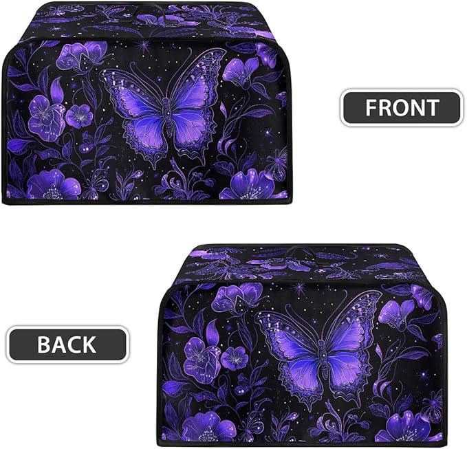 Purple Butterfly 6-8 Qt Slow Cooker Cover Holder Bag Appliance Dust Covers Decorations for Kitchen Living Room Table