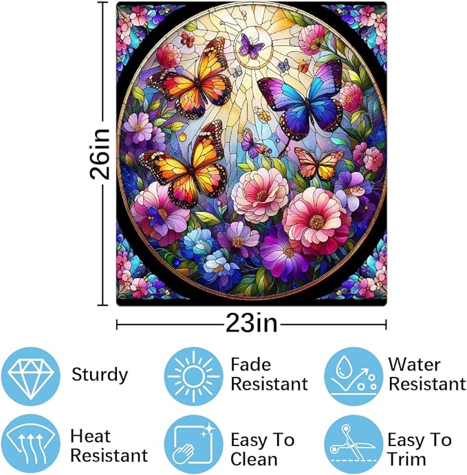 Dishwasher Magnet Cover Spring Butterfly Flower Front Dishwasher Cover Decoration Reusable Magnetic Door Cover Panel Decal Home Appliances Stickers Kitchen Refrigerator Fridge 23"x26"