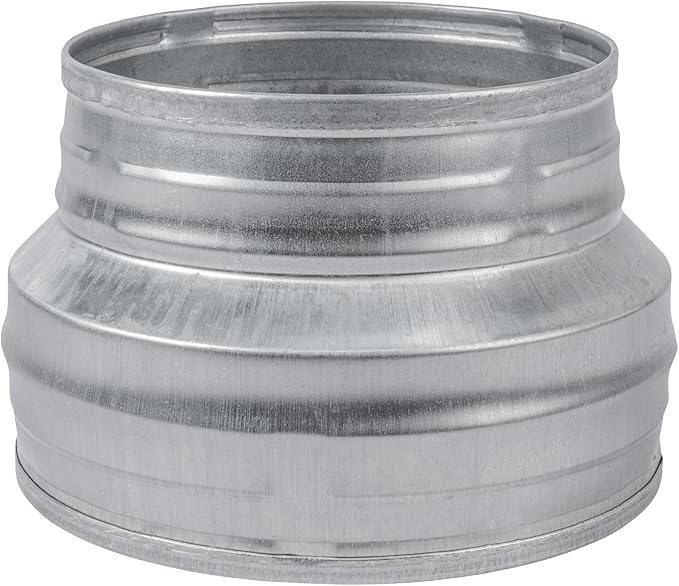 6" to 5" Inch Round Duct Reducer - Male Fit Galvanized Steel Pipe Increaser - Coupling for Round Duct Ventilation Systems - Heating & Cooling