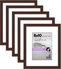 Americanflat 8x10 Picture Frame with Polished Plexiglass - Set of 5 - Use as 5x7 Frame with Mat or Display 8x10 Photo Without Mat - Galleria Collection - Picture Frames for Tabletop or Wall - Mahogany